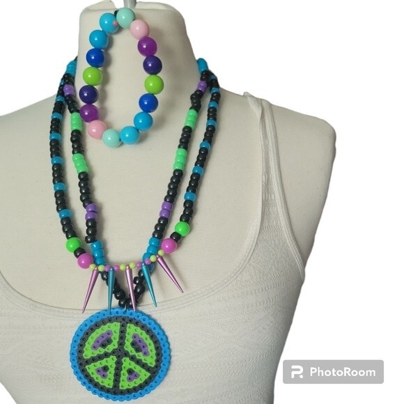 PEACE & GUMBALLS PONY BEAD KANDI SET - 3 PCS - Picture 3 of 5